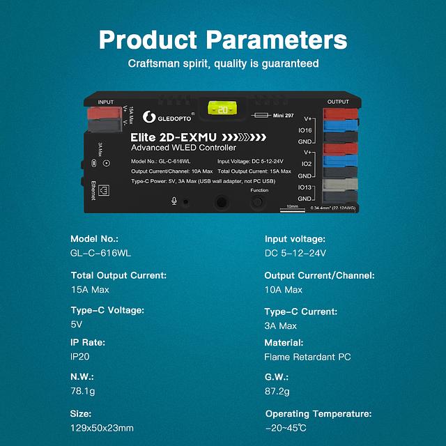 Product image 7 for GL-C-616WL ESP32 Ethernet WLED Controller